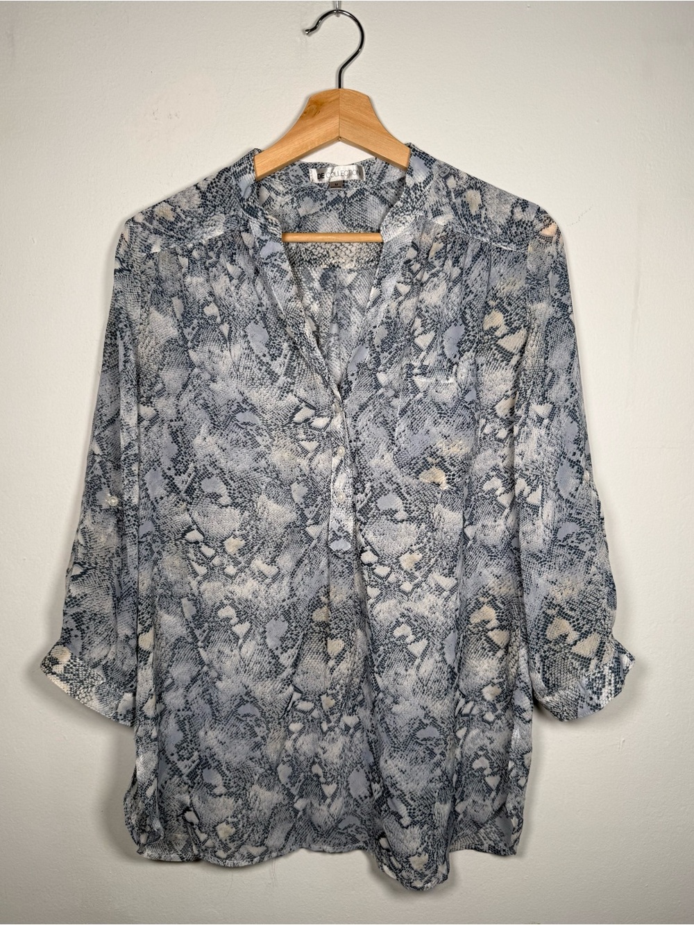 Snake-Print Blouse - Blue, Cream